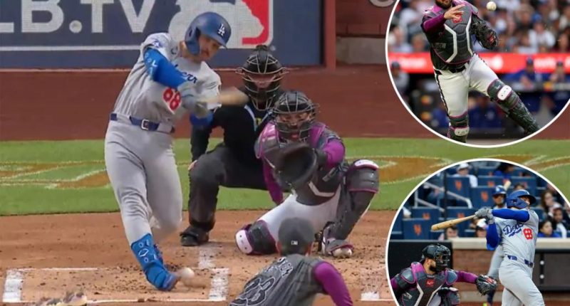 Dodgers get bizarre run off blown call when ball bounces off shin in loss to Mets