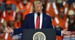US President Donald Trump announced he will increase the tariff on imported steel from 25 per cent to 50 per cent in a major blow to Australia's export industry (pictured during the speech)
