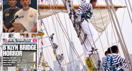 Doomed Mexican ship’s crew was on masts for touching ‘manning the yards’ salute when boat hit Brooklyn Bridge