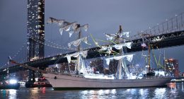 Dramatic video shows oblivious onlooker posing as Mexican ship crashes into Brooklyn Bridge