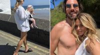 Emily Atack shares rare snaps of son Barney and partner Alistair Garner on last minute family trip to Cornwall