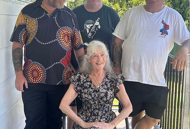 Brothers Andrew Fitzgerald, Michael Forbes and Daniel Fitzgerald with their late mum Amanda Forbes, who died in April