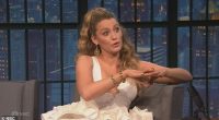 Blake Lively, 37, reunited with chat show host Seth Meyers on Thursday's Late Night show, but fans spotted an odd detail about her appearance; seen arriving at NBC Studios on Thursday