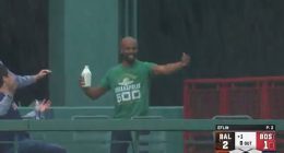 One Boston Red Sox fan has gone viral for pouring a full glass of milk on himself on Saturday