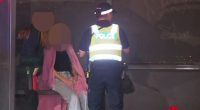 A woman has lost her licence over the alleged road rage crash captured on dhscam. She's pictured speaking to police at the scene