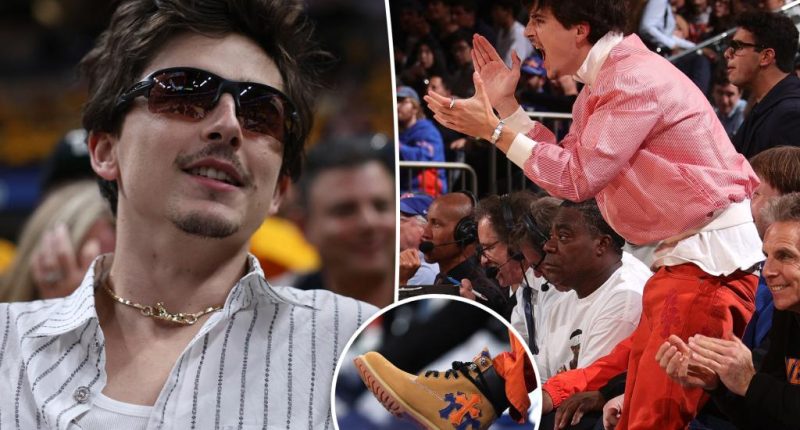 From $30K Knicks-colored Timberlands to $22K jeans, Timothée Chalamet’s courtside outfits keep getting crazier