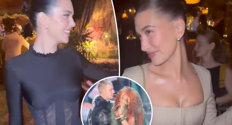 Hailey Bieber parties with Kylie and Kendall Jenner after Justin’s steamy duet with SZA