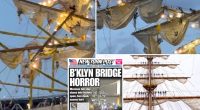 Harrowing video shows Mexican sailors clinging to rigging for dear life after tall ship smashed into Brooklyn Bridge