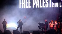Hip-hop trio Kneecap say cops ‘trying to silence them’ at first major gig since Liam O’Hanna charged with terror offence