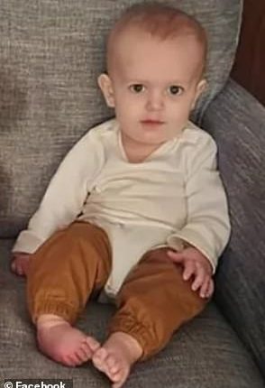 Human remains, believed to be those of a missing one-year-old Kahleb Rowan Collins (pictured) of Fayette County, Alabama, were tragically discovered in a burn pile on the family's property