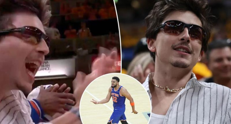How Timothée Chalamet celebrated final seconds of Knicks’ insane comeback