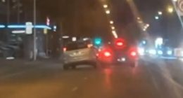 A silver hatchback was captured on dashcam swerving into the side of a blue sedan on Main North Road in Nailsworth on Monday night