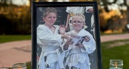 The brothers, aged seven and six, were found dead at a semi-rural property on the outskirts of Coonabarabran in northwest NSW on Monday afternoon (the boys are pictured at karate)