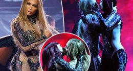 Jennifer Lopez locks lips with backup dancers in electric AMAs 2025 opening performance