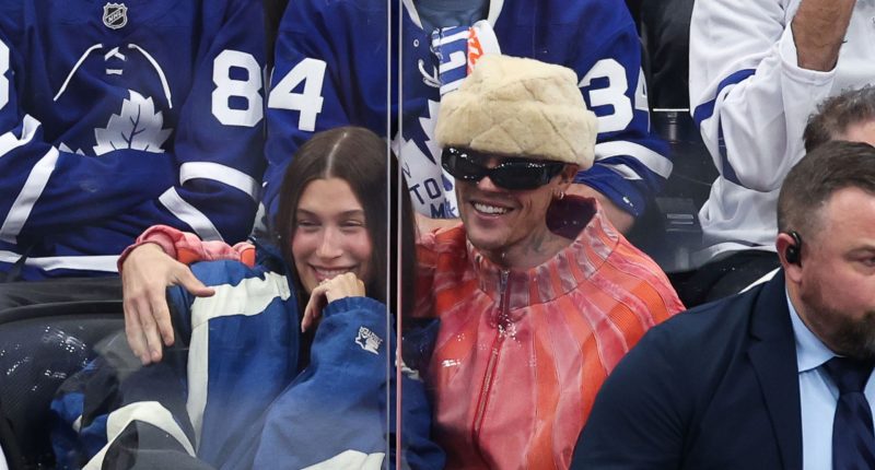 Justin Bieber sparks concern as he looks more pale and gaunt than ever at Toronto Maple Leafs game with Hailey