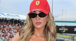 Kate Cassidy shares glam snaps just hours before Liam Payne will bombshell as she poses at the F1 in leather top