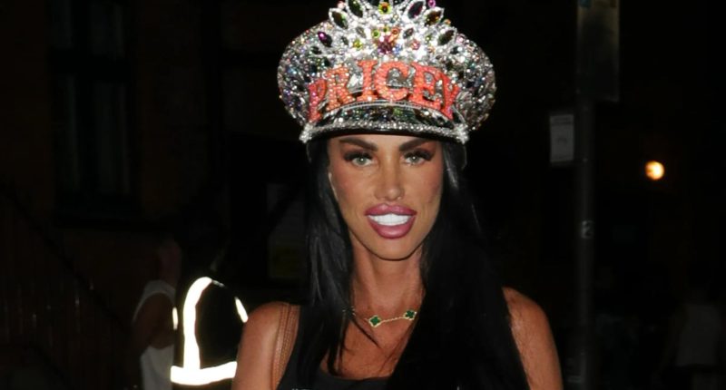 Katie Price puts on very glam display in crop top and sparkly ‘Pricey’ crown after drag show performance