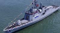A launch ceremony for a new North Korean naval destroyer went horribly wrong in front of 'supreme' leader Kim Jong Un, according to state media. Pictured: A different naval destroyer unveiled in Nampo, North Korea, last month