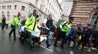 A large emergency service presence is pictured on Water Street during the Liverpool Trophy Parade