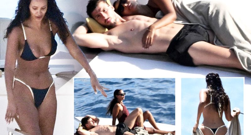 Maya Jama looks incredible in tiny bikini as she snuggles up to boyfriend Ruben Dias on deck of luxury yacht
