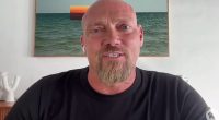 Michael Klim (pictured) has shared an update on his health - and his new look. He revealed his makeover, including a busy moustache and a goatee, both in a salt and pepper tone