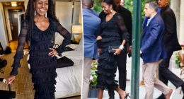 Michelle Obama slips into ruffled look for date night with Barack