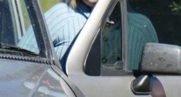Tanika Bromley, 33, arrived at Gin Gin police station on Wednesday as part of her bail conditions for firearms charges