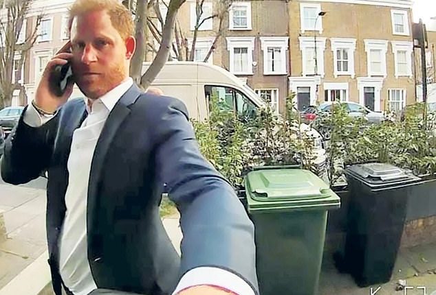 The awkward moment a blundering Prince Harry knocked on the wrong door while looking for a friend's London home has been captured on camera