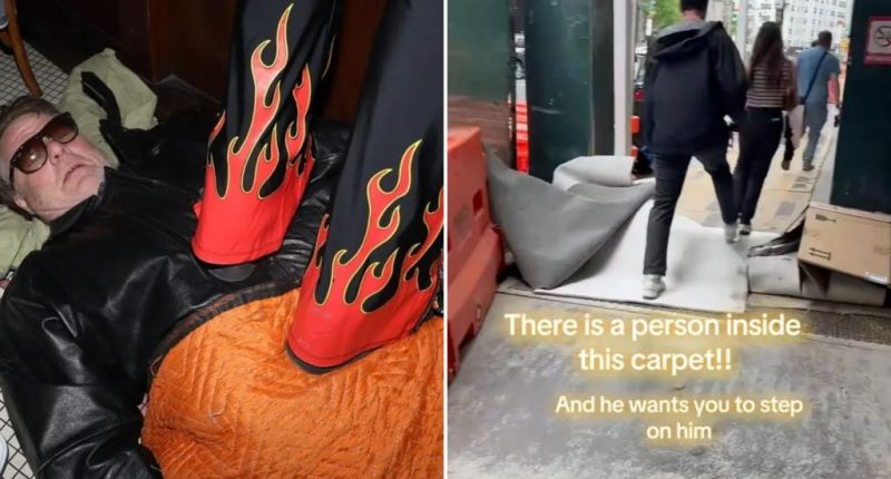 NYC performance artist divides people with sidewalk carpet stunt: ‘Perverted’