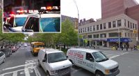 NYPD squad car strikes 2 people in outdoor dining area while trying to avoid crash with taxi : police