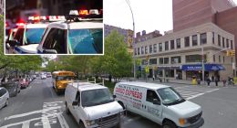 NYPD squad car strikes 2 people in outdoor dining area while trying to avoid crash with taxi : police