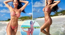 Nicole Scherzinger flaunts fit figure in strapless bikini during Turks and Caicos getaway with fiancé Thom Evans