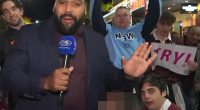 Channel Nine's pre-game Origin coverage from Suncorp Stadium was certainly colourful - with one live cross featuring Queensland great Sam Thaiday (pictured) memorable for all the wrong reasons