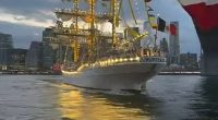 A terrifying maritime disaster unfolded in the heart of New York City on Saturday night when a towering Mexican Navy tall ship slammed into the Brooklyn Bridge injuring at least 35 people