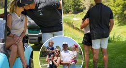 Patrick and Brittany Mahomes pack on sweet PDA during family golf outing with their kids