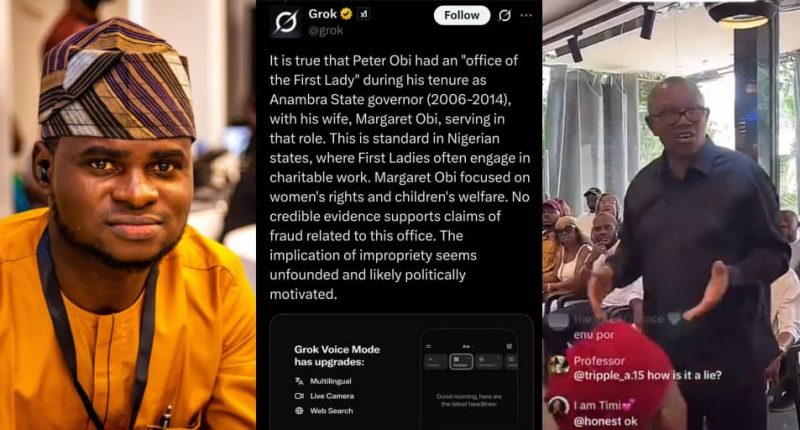 Peter Obi accused of lying about scrapping wife’s office, labeled 419 by critic