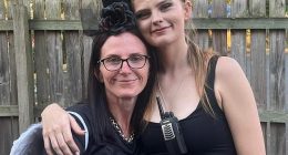 Pheobe Bishop's maternal aunt received a series of disturbing texts from the teen on April 26, several weeks before her disappearance (pictured, Pheobe with her mother, Kylie)