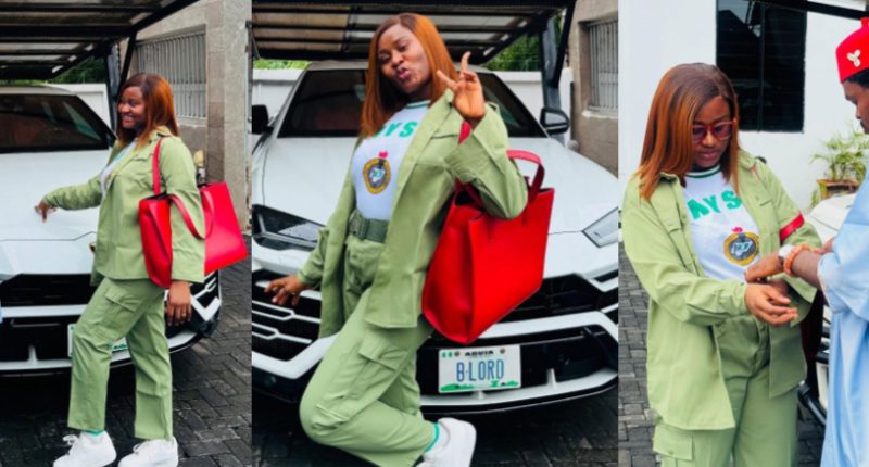 Proud husband, BLord shares pics as wife goes for NYSC after graduating from medical school