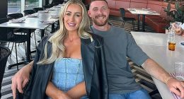 NRL star Jackson Hastings is pictured with his partner Amelia Smith, who is at the centre of a rumour about a feud between WAGs at the Newcastle Knights