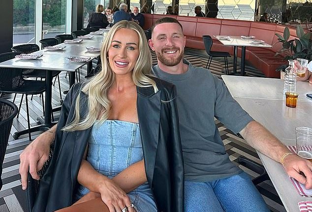 NRL star Jackson Hastings is pictured with his partner Amelia Smith, who is at the centre of a rumour about a feud between WAGs at the Newcastle Knights
