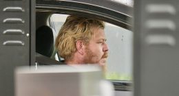 Pheobe Bishop's flatemate James Wood is spotted above at a Hungry Jack's drive-thru this week