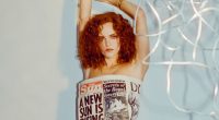 Stunning actress Madeline Brewer looks sensational in dress made from a 1986 Sun front page