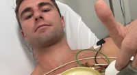Melbourne footy player Nash Holmes has revealed a trip to Bali left him with a bone eating disease that ate away at his hip and almost killed him (pictured, in hospital)
