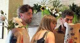 Travis Kelce and Taylor Swift arrived hand-in-hand for a Mother's Day lunch in Philadelphia on Sunday