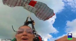 Nicky Harty took on the jump to raise money for a domestic abuse charity and said she initially felt incredible