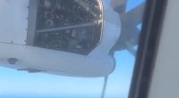 Looking out of the windows, they were stunned to see the engine cover coming loose, bending upwards and downwards under strong air currents