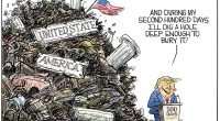 Trump Looks To Next 100 Days by Christopher Weyant, The Boston Globe