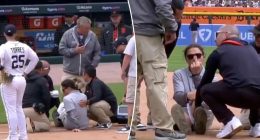 Tigers grounds crew member gets injured on field — then flips off the camera