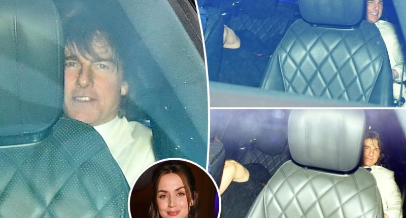 Tom Cruise tries to sneak out of David Beckham’s 50th birthday party with rumored girlfriend Ana de Armas