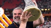 Ange Postecoglou scored the biggest win of his life when he took Tottenham to Europa League glory with a 1-0 win over Manchester United (pictured)